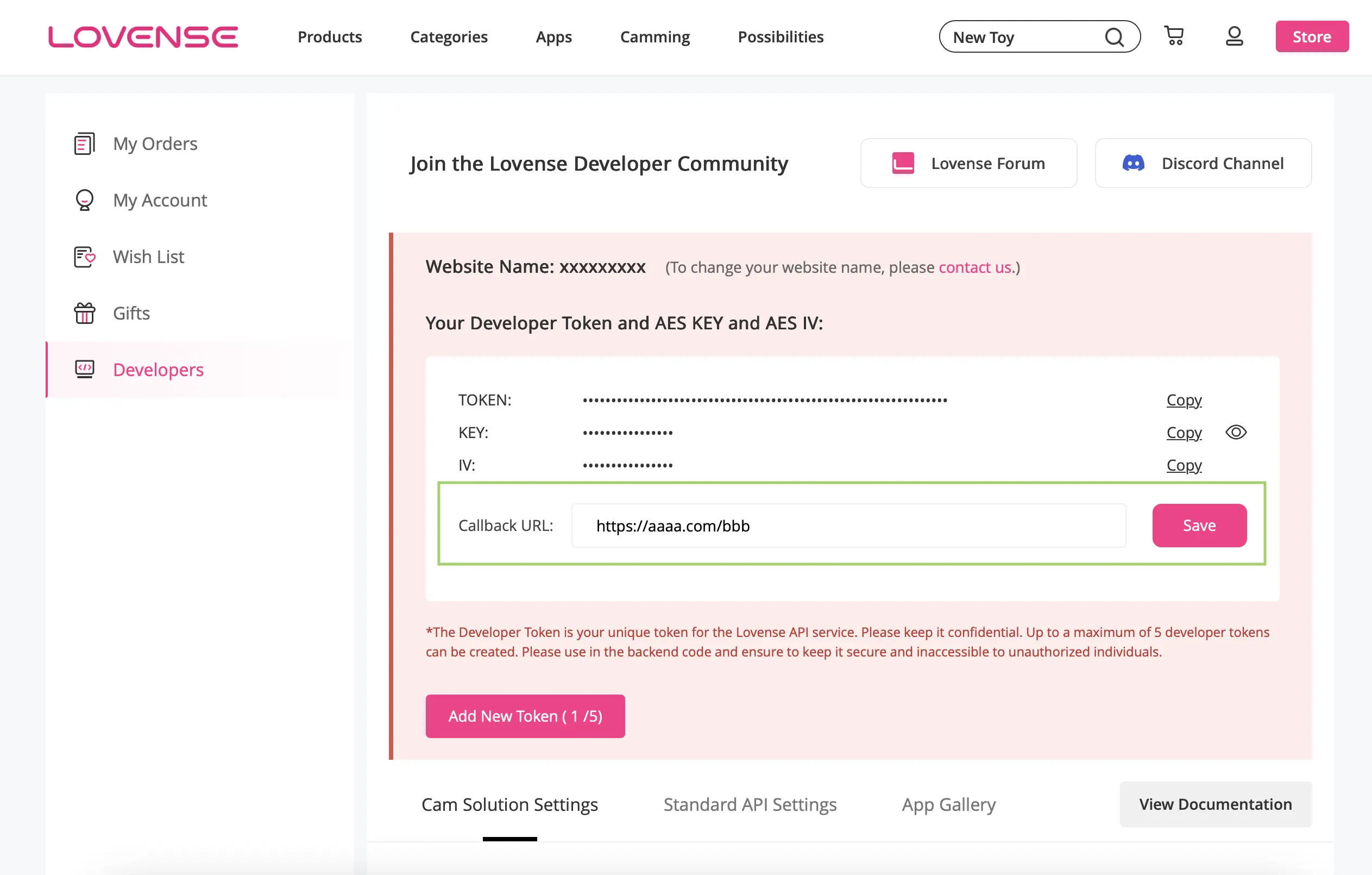 Set your Callback URL